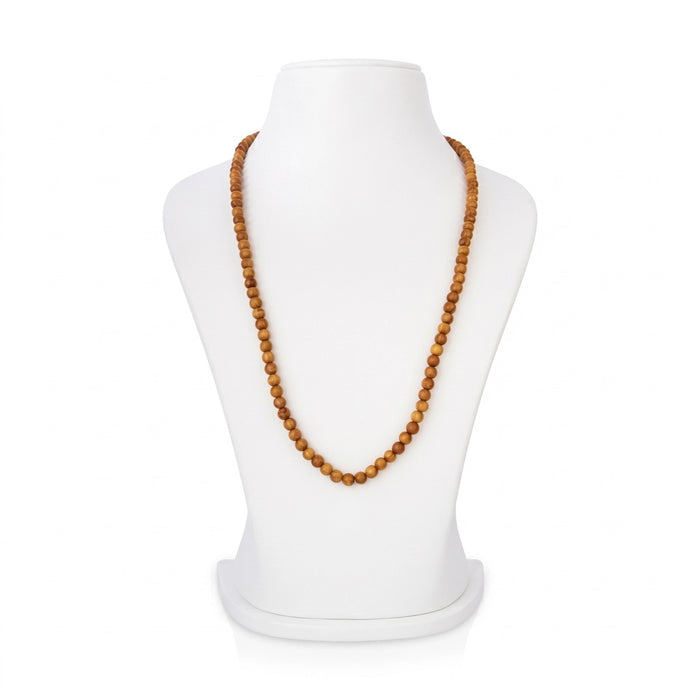 Sandal Wood Mala - 17 Inches | 6 mm/ Chandan Mala/ Sandalwood Beads Mala for Meditation