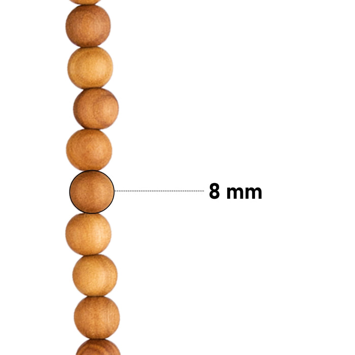 Sandal Wood Mala - 17 Inches | 6 mm/ Chandan Mala/ Sandalwood Beads Mala for Meditation