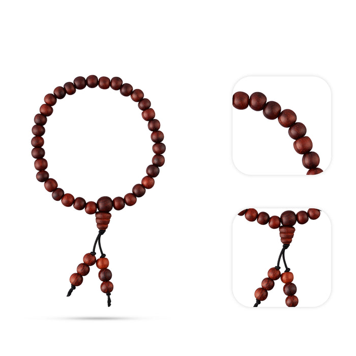 Red Sandal Bracelet - 2.5 Inches | 6 mm / Red Sandalwood Bead Bracelet for Meditation, Prayer & Daily Wear