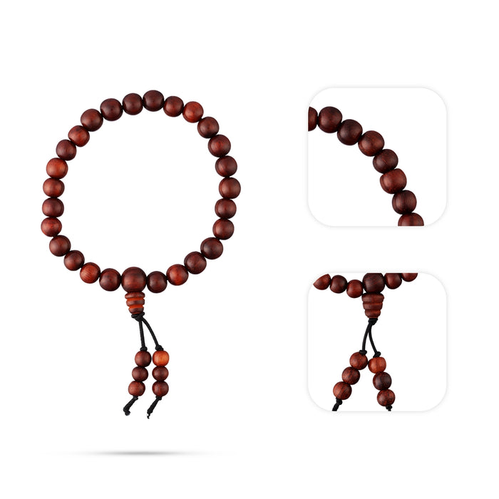 Red Sandalwood Bracelet - 2.5 Inches | 10 mm/ Chandan Bracelet/ Hand Band/Hand Bracelet For Spiritual Use