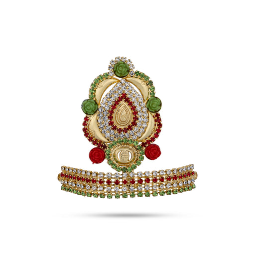 Half Crown - 2.25 x 2.25 Inches | Half Turban/ Half Kiridam/ Stone Half Kireedam for Deity - Deity Accessories