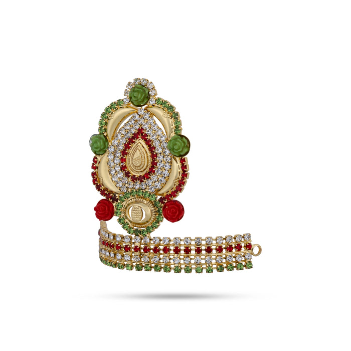 Half Crown - 2.25 x 2.25 Inches | Half Turban/ Half Kiridam/ Stone Half Kireedam for Deity - Deity Accessories