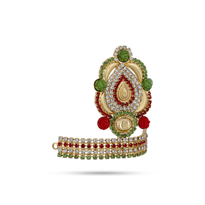 Half Crown - 2.25 x 2.25 Inches | Half Turban/ Half Kiridam/ Stone Half Kireedam for Deity - Deity Accessories