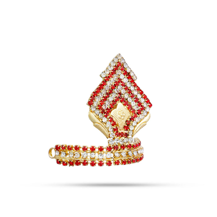 Stone Half Kireetam - 1.75 x 1.5 Inches | Half Crown/ Multicoloured Stone Mukut for Deity Decor - Head & Face Accessories