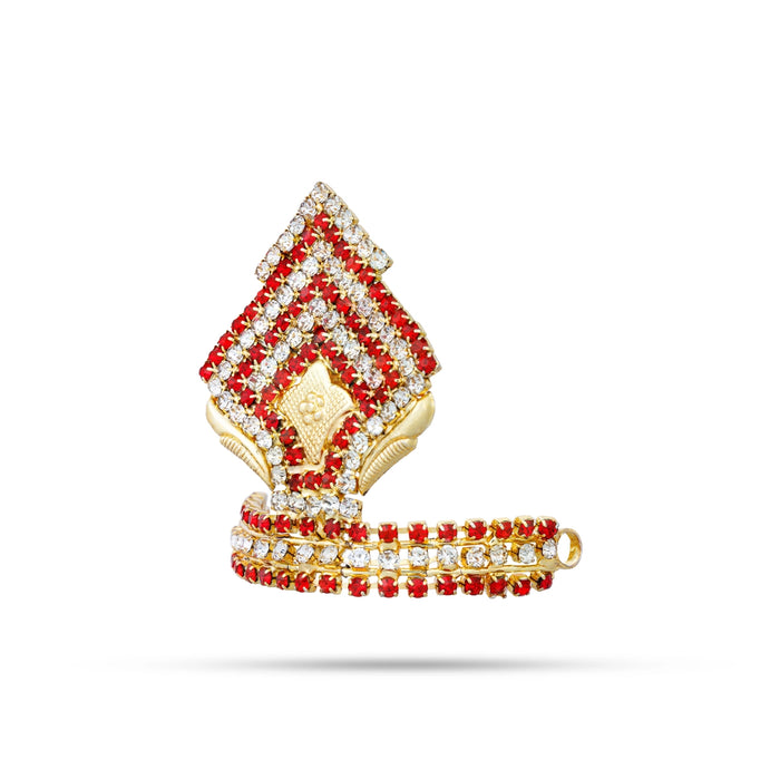 Stone Half Kireetam - 1.75 x 1.5 Inches | Half Crown/ Multicoloured Stone Mukut for Deity Decor - Head & Face Accessories