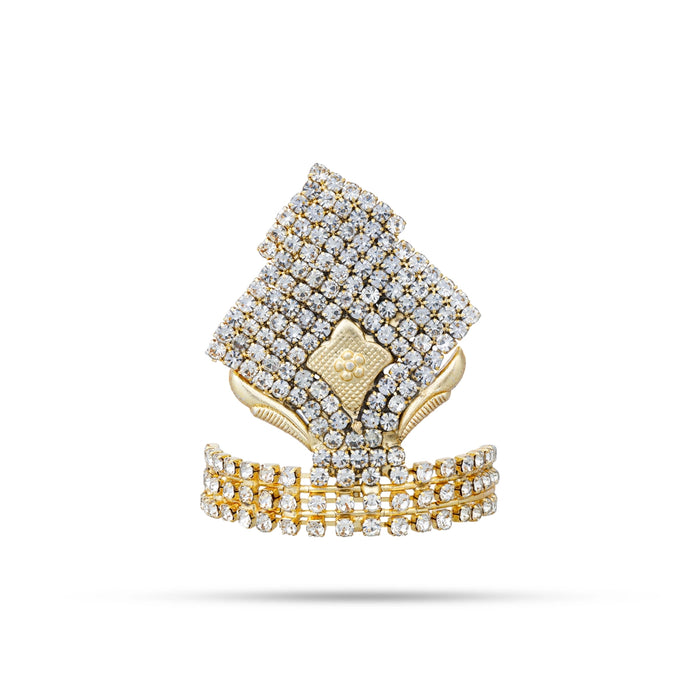 Stone Half Kireetam - 1.75 x 1.5 Inches | Half Crown/ Multicoloured Stone Mukut for Deity Decor - Head & Face Accessories