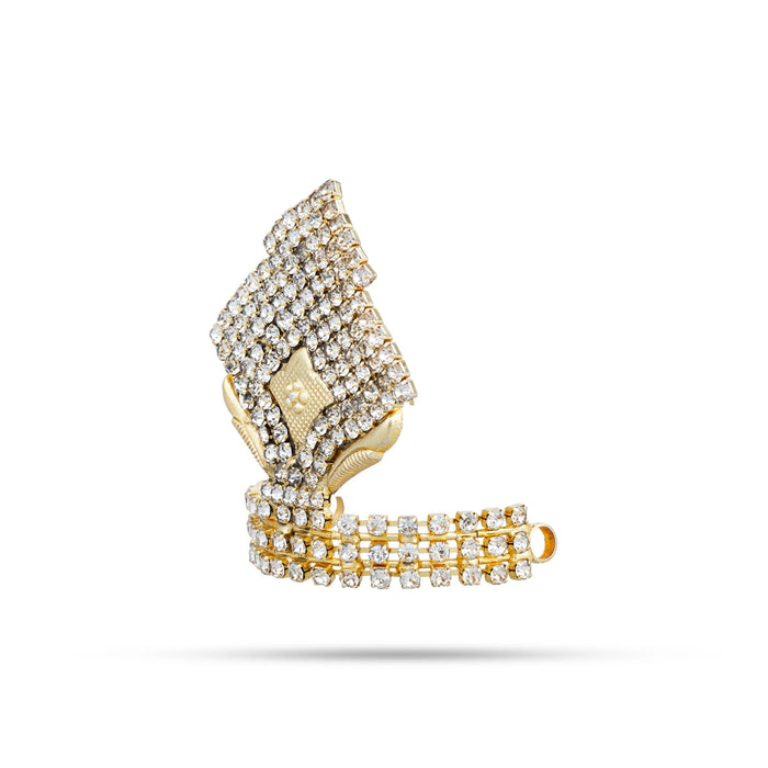 Stone Half Kireetam - 1.75 x 1.5 Inches | Half Crown/ Multicoloured Stone Mukut for Deity Decor - Head & Face Accessories