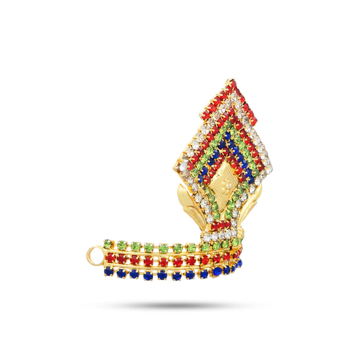 Stone Half Kireetam - 1.75 x 1.5 Inches | Half Crown/ Multicoloured Stone Mukut for Deity Decor