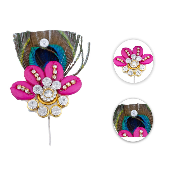 Peacock Kalangi - 3 x 1.5 Inches | Artificial Peacock Feather/ Peacock Feather Kalangi for Shri Krishna Mukut - Head & Face Accessories