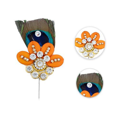 Peacock Kalangi - 3 x 1.5 Inches | Artificial Peacock Feather/ Peacock Feather Kalangi for Shri Krishna Mukut - Head & Face Accessories