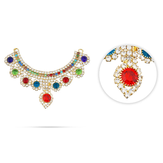 Stone Necklace - 1.75 Inches | Artificial Jewelry/ Multicolour Stone Jewellery for Deity - Neck & Body Accessories