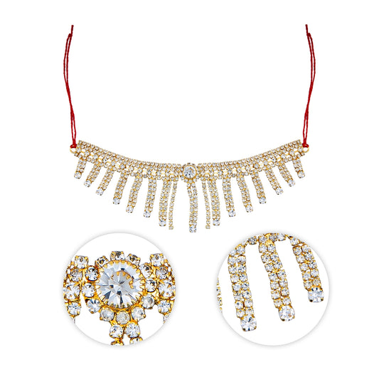 White Stone Necklace - 5 Inches | Artificial Jewelry/ Stone Jewellery for Deity - Neck & Body Accessories