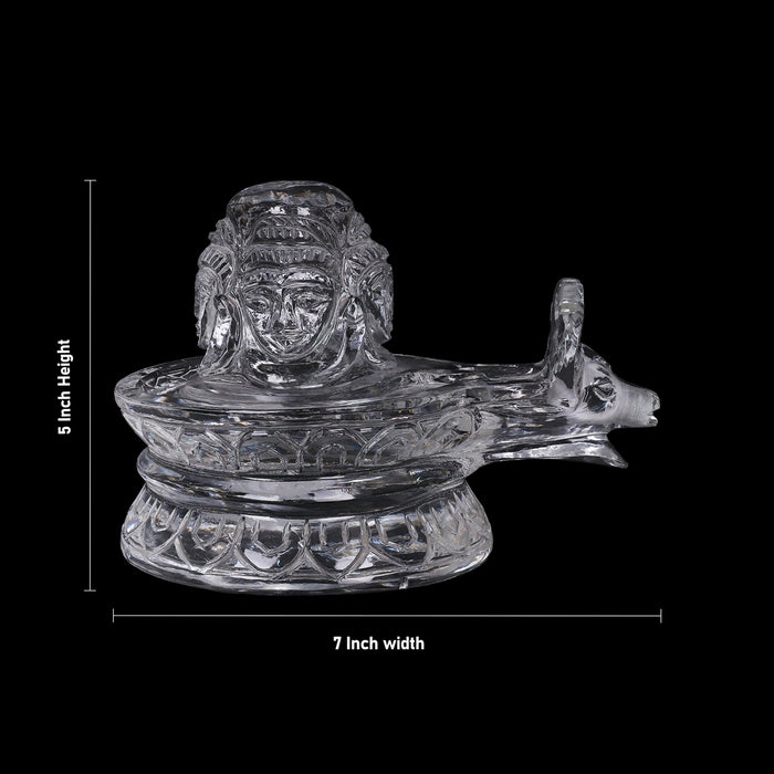 Shivling With Shivan Face Murti - 5 x 7 Inches | Belgium Glass Shiva lingam / Glass Shivalinga for Pooja - Sphatik & Semi Precious Stone Murties