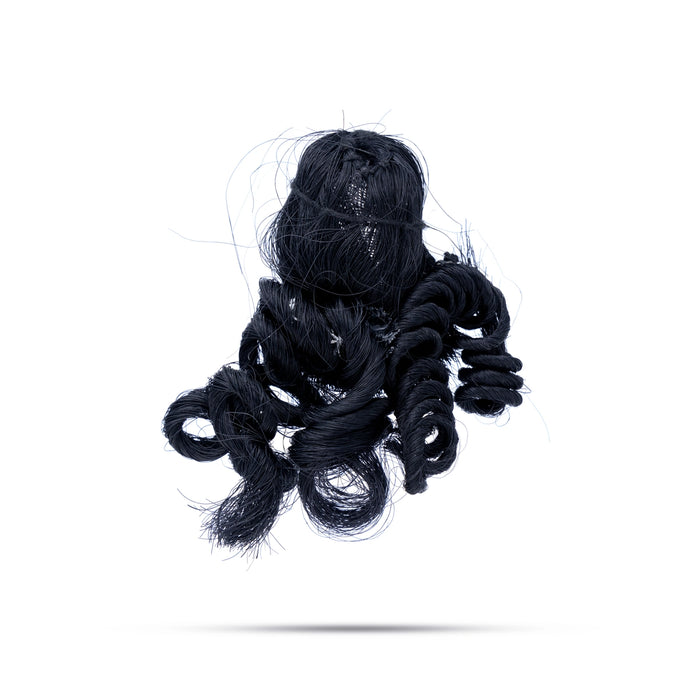 Artificial Hair - 2.75 x 2 Inches | Krishna Hair/ Laddu Gopal Hair/ Curly Synthetic Hair for Deity Decor - Head & Face Accessories
