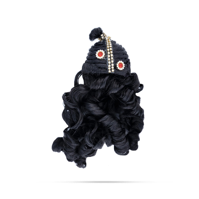 Artificial Hair - 5.5 x 1.5 Inches | Krishna Hair/ Laddu Gopal Hair/ Stone & Curly Synthetic Hair for Deity - Head & Face Accessories