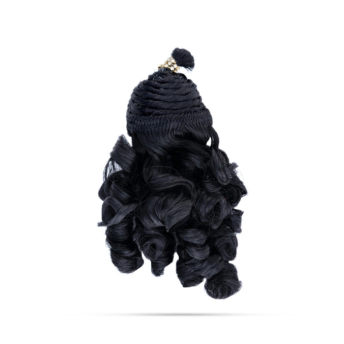 Artificial Hair - 5.5 x 1.5 Inches | Krishna Hair/ Laddu Gopal Hair/ Stone & Curly Synthetic Hair for Deity - Head & Face Accessories