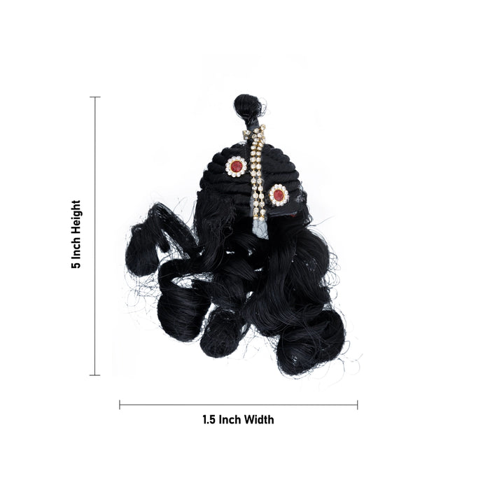 Artificial Hair - 5 x 1.5 Inches | Krishna Hair/ Laddu Gopal Hair/ Stone & Curly Synthetic Hair for Deity - Head & Face Accessories