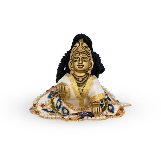 Krishna Hair - 2.75 X 2.5 Inches | Artificial Hair/ Curly Laddu Gopal Hair/ Synthetic Hair For Deity Decor - Head & Face Accessories