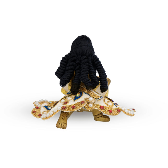 Krishna Hair - 2.75 X 2.5 Inches | Artificial Hair/ Curly Laddu Gopal Hair/ Synthetic Hair For Deity Decor - Head & Face Accessories