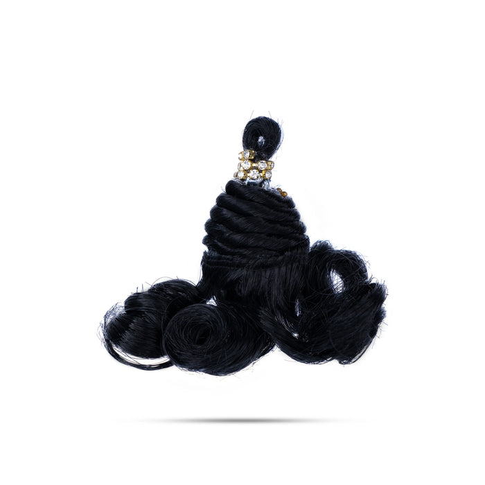 Krishna Hair - 4 X 1 Inches | Stone Decorated Artificial Hair/Curly Laddu Gopal Hair/ Synthetic Hair For Deity - Head & Face Accessories