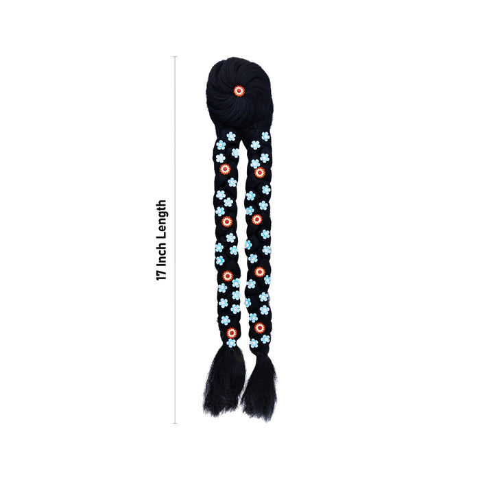 Decorated Radha Hair - 17 X 3 Inches | Artificial Hair/ Radha Choti/ Synthetic Hair For Deity Decor - Head & Face Accessories