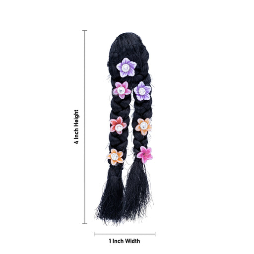 Decorated Radha Hair - 4 X 1 Inches | Artificial Hair/ Radha Choti/ Synthetic Hair For Deity Decor - Head & Face Accessories