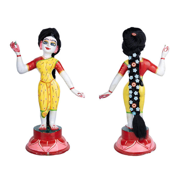 Artificial Hair - 12 x 2 Inches | Radha Choti/ Radha Hair/ Stone & Flower Design Synthetic Hair for Deity - Head & Face Accessories