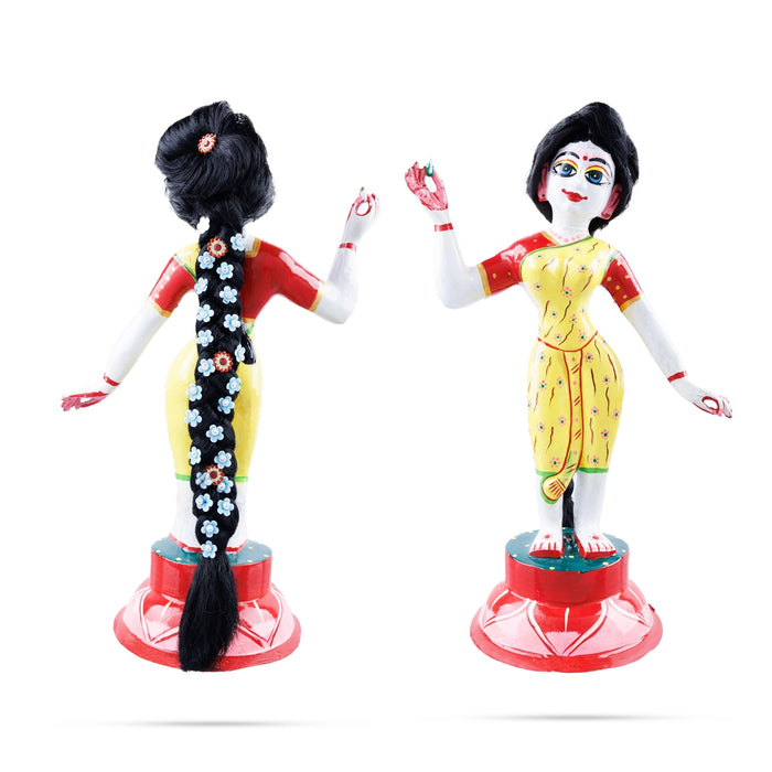 Artificial Hair- 15 X 3 Inches | Stone& Flower Decorated Radha Hair/Radha Choti/Synthetic Hair For Deity Decor - Head & Face Accessories