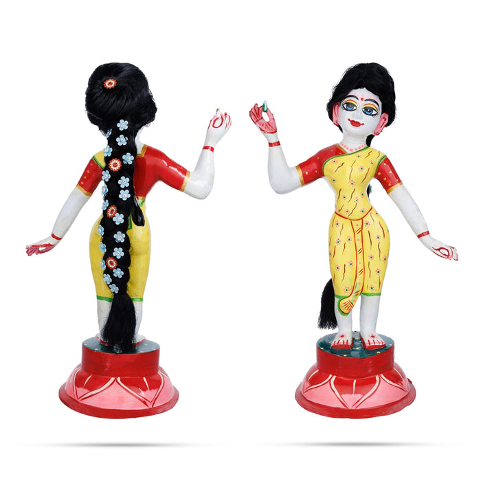 Artificial Hair- 13 X 2.5 Inches | Stone& Flower Decorated Radha Hair/Radha Choti/Synthetic Hair For Deity Decor - Head & Face Accessories