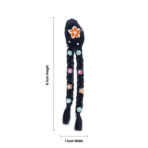 Decorated Radha Hair - 8 X 1 Inches | Artificial Hair/ Radha Choti/ Synthetic Hair For Deity Decor - Head & Face Accessories