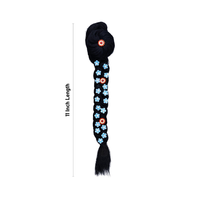 Decorated Radha Hair - 11 X 2.5 Inches | Artificial Hair/ Radha Choti/ Synthetic Hair For Deity Decor - Head & Face Accessories