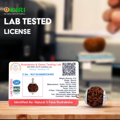 5 Face Rudraksha Pendant | White Cup Rudraksha Pendant/ Nepali Rudraksh Bead Locket for Men & Women - Rudraksha Mala, Pendant, Bracelet