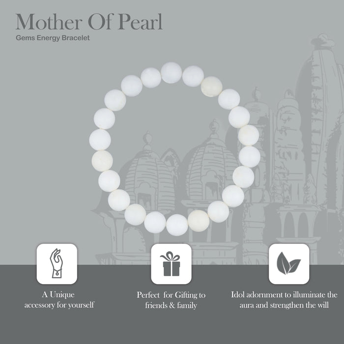 Mother Of Pearl Bracelet - 2.5 Inches | Gem Bracelet/ Stone Jewellery for Men & Women - Bracelet