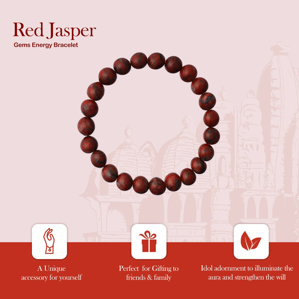 Red Jasper Bracelet - 2.5 Inches | Red Crystal Bracelet/ Stone Jewellery for Men & Women