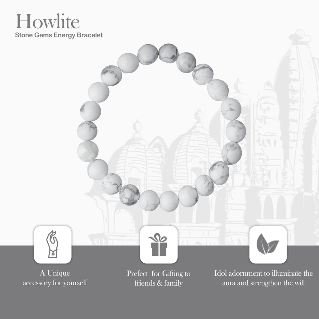 Howlite Bracelet - 2.5 Inches | Gemstone Bracelet/ Crystal Jewellery for Men & Women