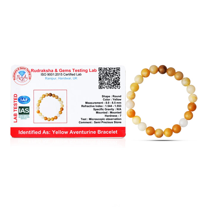 Yellow Aventurine Bracelet - 2.5 Inches | Crystal Bracelet/ Gemstone Bracelet for Men & Women