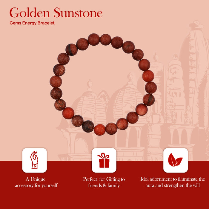 Golden Sunstone Bracelet - 2.5 Inches | Gemstone Bracelet/ Crystal Jewellery for Men & Women - Bracelet