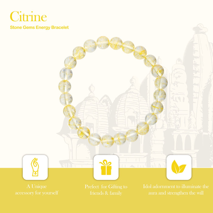 Citrine Bracelet - 2.5 Inches | Crystal Bracelet/ Gemstone Bracelet for Men & Women