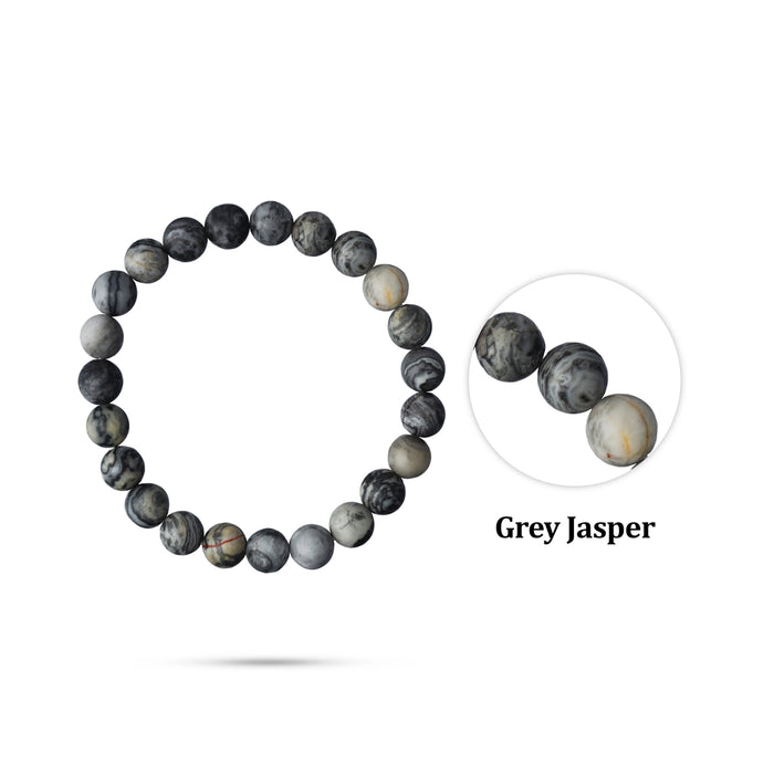 Grey Jasper Bracelet - 2.5 Inches | Grey Jasper Gemstone Bracelet/ Crystal Jewellery for Men & Women - Bracelet