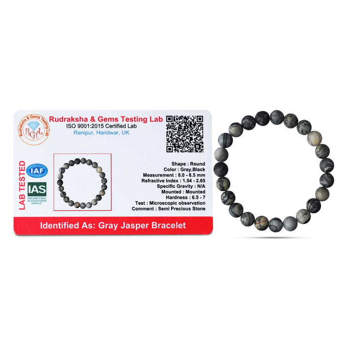 Grey Jasper Bracelet - 2.5 Inches | Grey Jasper Gemstone Bracelet/ Crystal Jewellery for Men & Women - Bracelet