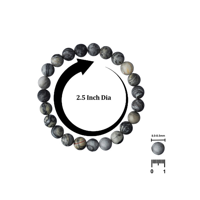 Grey Jasper Bracelet - 2.5 Inches | Grey Jasper Gemstone Bracelet/ Crystal Jewellery for Men & Women - Bracelet