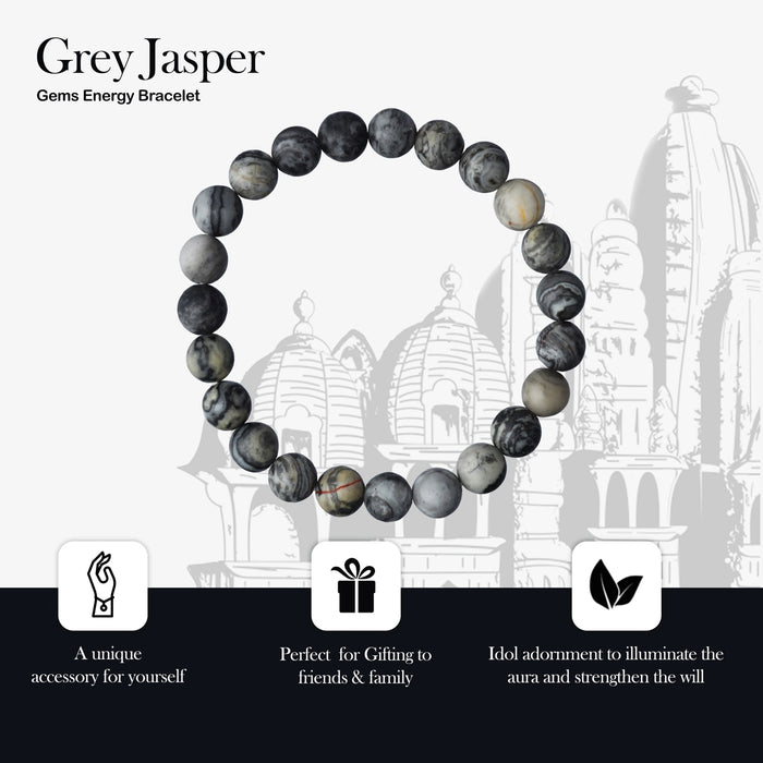 Grey Jasper Bracelet - 2.5 Inches | Grey Jasper Gemstone Bracelet/ Crystal Jewellery for Men & Women