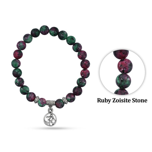 Ruby Zoisite Bracelet - 2.5 Inches | Crystal Bracelet/ Gemstone Bracelet for Men & Women - Bracelet