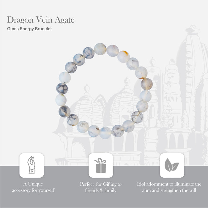 Dragon Vein Agate Bracelet - 2.5 Inches | Crystal Bracelet/ Agate Gemstone Bracelet for Men & Women