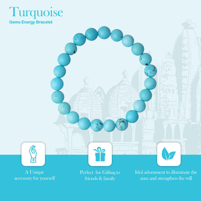 Turquoise Bracelet - 2.5 Inches | Gemstone Bracelet/ Crystal Jewellery for Men & Women - Bracelet