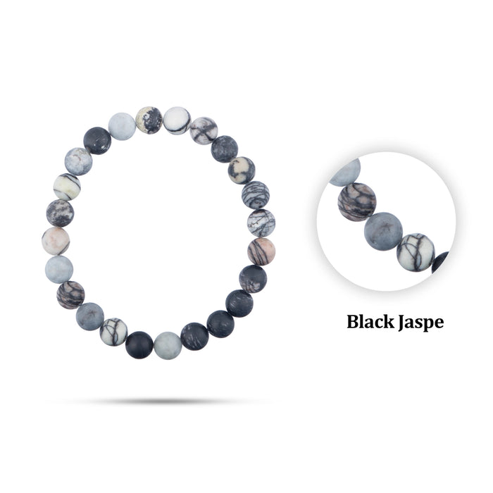Black Web Jasper Bracelet - 2.5 Inches | Black Web Gem Bracelet/ Stone Jewellery for Men & Women - Bracelet