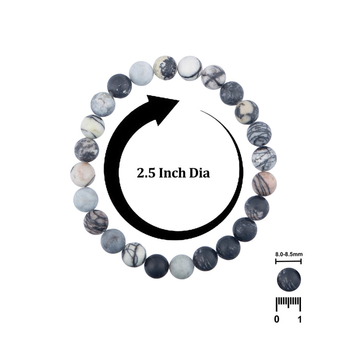 Black Web Jasper Bracelet - 2.5 Inches | Black Web Gem Bracelet/ Stone Jewellery for Men & Women - Bracelet