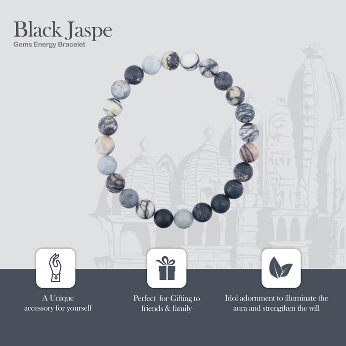 Black Web Jasper Bracelet - 2.5 Inches | Black Web Gem Bracelet/ Stone Jewellery for Men & Women - Bracelet