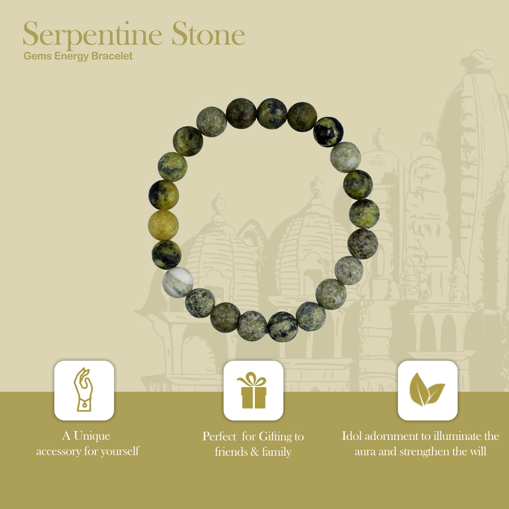 Serpentine Bracelet - 2.5 Inches | Gemstone Bracelet/ Serpentine Crystal Jewellery for Men & Women