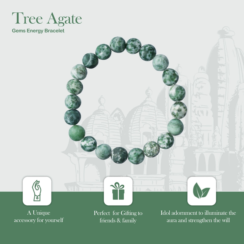 Tree Agate Bracelet - 2.5 Inches | Stone Bracelet/ Tree Agate Crystal Jewellery for Men & Women